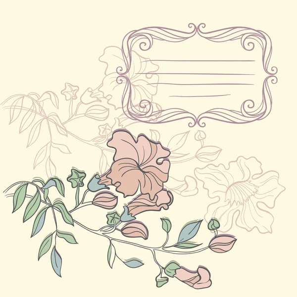 Vector flowers card with frame — 스톡 벡터